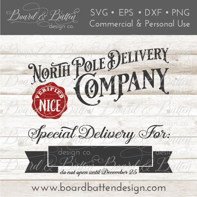 North Pole Delivery Company Customizable SVG File for Christmas Bags SVG Board & Batten Design Co 