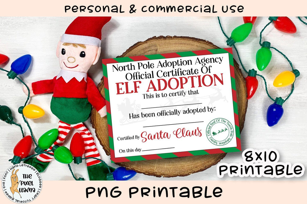 North Pole Elf Adoption Certificate Printable - So Fontsy