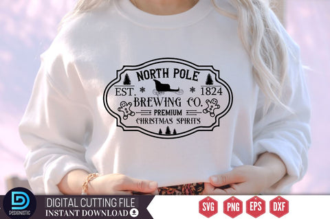 North pole est. 1802 milk & cookie co. baking fresh daily christmas spirits SVG SVG DESIGNISTIC 