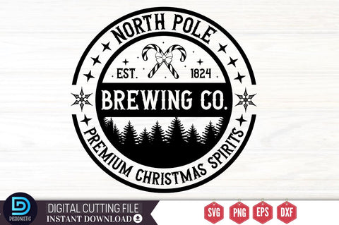 North pole est. 1802 milk & cookie co. baking fresh daily christmas spirits SVG SVG DESIGNISTIC 