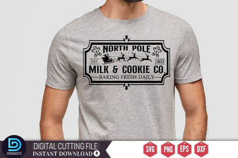 North pole est. 1802 milk & cookie Co. baking fresh daily SVG SVG DESIGNISTIC 