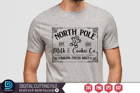 North pole est. 1802 milk & cookie Co. baking fresh daily SVG SVG DESIGNISTIC 