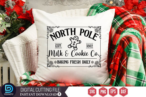 North pole est. 1802 milk & cookie Co. baking fresh daily SVG SVG DESIGNISTIC 