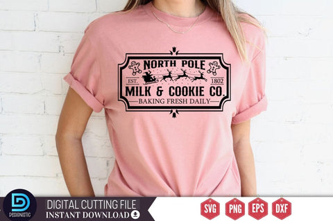 North pole est. 1802 milk & cookie Co. baking fresh daily SVG SVG DESIGNISTIC 