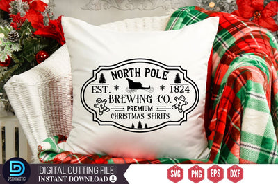 North pole est. 1824 brewing co. premium christmas spirits SVG SVG DESIGNISTIC 