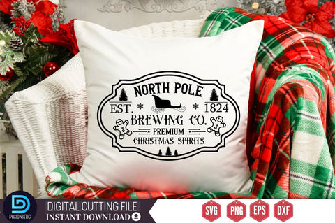 North pole est. 1824 brewing co. premium christmas spirits SVG SVG DESIGNISTIC 