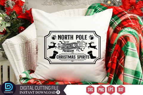 North pole est. 1824 brewing co. premium christmas spirits SVG SVG DESIGNISTIC 