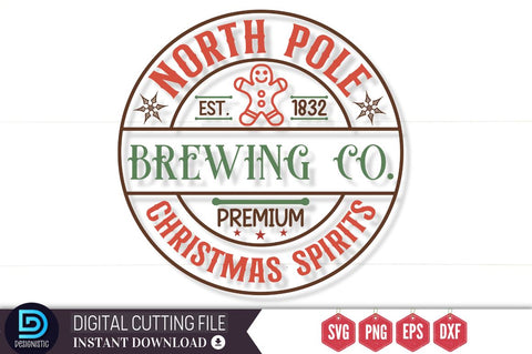 North pole est. 1832 brewing co. premium christmas spirits SVG SVG DESIGNISTIC 