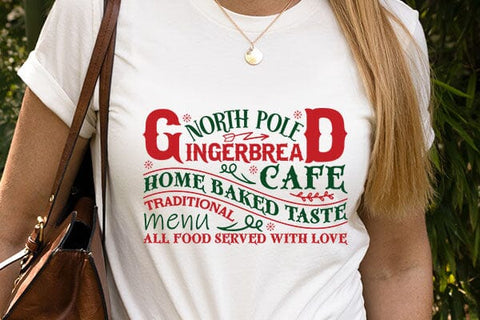 North pole gingerbread cafe home baked taste traditional menu all food served with love SVG Angelina750 