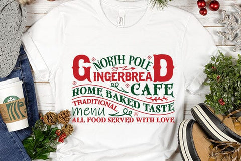 North pole gingerbread cafe home baked taste traditional menu all food served with love SVG Angelina750 