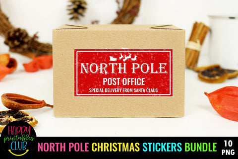 North Pole Mail Stickers Bundle- Santa Mail Stickers PNG SVG Happy Printables Club 