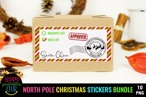 North Pole Mail Stickers Bundle- Santa Mail Stickers PNG SVG Happy Printables Club 