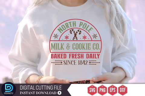 North pole milk & cookie co. baked fresh daily since 1842 SVG, North pole milk & cookie co. baked fresh daily since 1842 SVG DESIGNISTIC 
