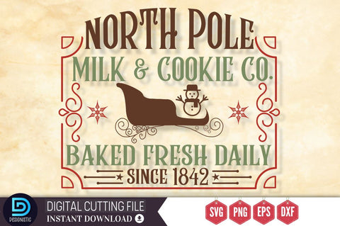 North pole milk & cookie co. baked fresh daily since 1842 SVG SVG DESIGNISTIC 