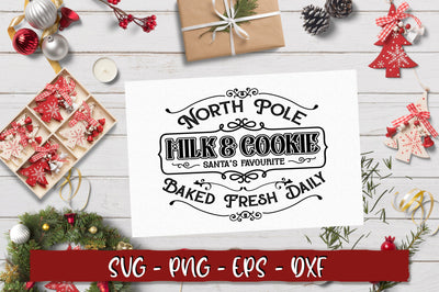 North pole milk & cookie santa's favourite baked fresh daily SVG SVG Shetara Begum 