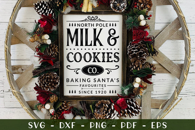 North Pole Milk & Cookies Co - Farmhouse Christmas SVG SVG CraftLabSVG 