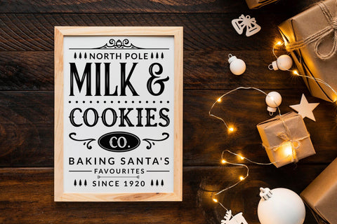 North Pole Milk & Cookies Co - Farmhouse Christmas SVG SVG CraftLabSVG 