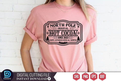 North pole original hot cocoa since 2023 santa approved open all winter SVG SVG DESIGNISTIC 