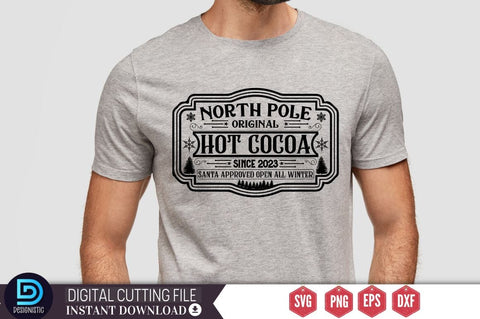 North pole original hot cocoa since 2023 santa approved open all winter SVG SVG DESIGNISTIC 