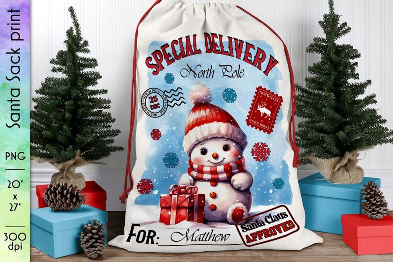 North Pole Special Delivery Gift Bag Print Sublimation Designs by Ira 