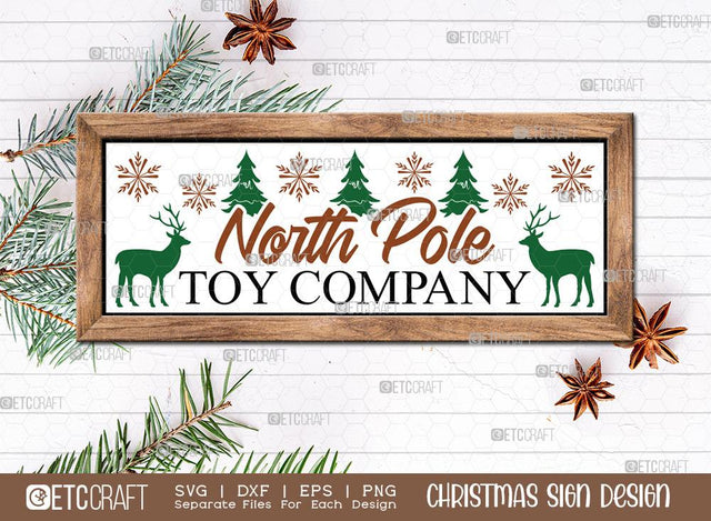 North Pole Toy Company Christmas Sign SVG Cut File | Christmas Farmhouse Svg | Horizontal Sign Svg | Winter Svg | Christmas Door Sign | Rustic Christmas Svg | Christmas Sign Svg | Christmas Wood Sign Design SVG ETC Craft 