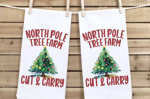 North Pole Tree Farm Dish Towel Sublimation Sublimation Jagonath Roy 