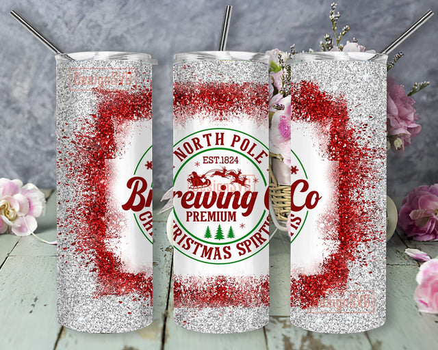 North Pole Tumbler Png, Christmas 20oz Skinny Tumbler, Christmas Glitter Tumbler Wrap, Xmas Sublimation Design, Digital Download Sublimation DesignSVG 