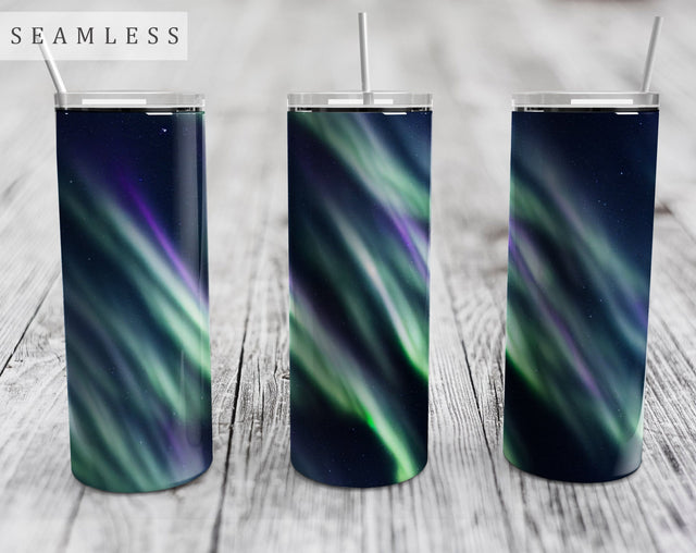 Northern Lights Tumbler Wrap, 20 Oz Skinny Tumbler Northern Lights Design For Sublimation, Aurora Borealis Tumbler Wrap, Seamless Sublimation HappyDesignStudio 