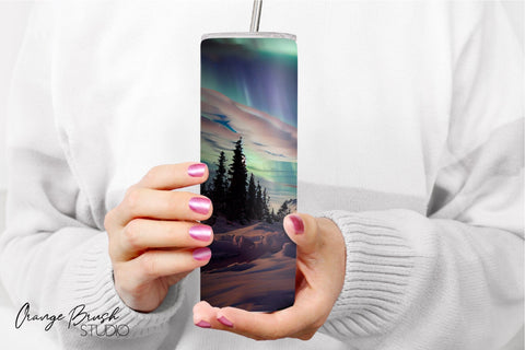 Northern Lights Tumbler Wrap Bundle 4 PNG Sublimation Files Sublimation OrangeBrushStudio 