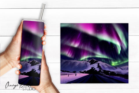 Northern Lights Tumbler Wrap Bundle 4 PNG Sublimation Files Sublimation OrangeBrushStudio 