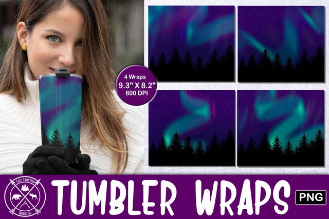 Northern Lights Tumbler Wrap Sublimation Sublimation Last Frontier Design Co. 