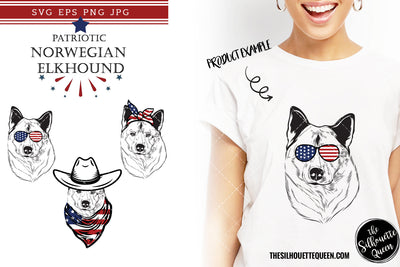 Norwegian Elkhound Dog Patriotic Cut files and Sublimation SVG Loveleen Kaur 