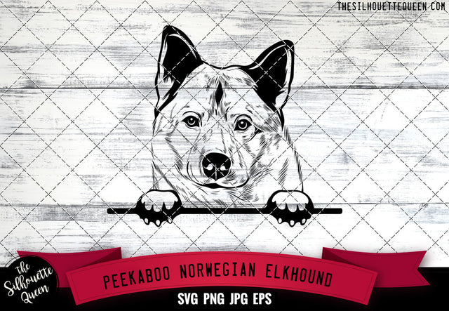 Norwegian Elkhound Peek A Boo | Peekaboo | Peeking Dog Face SVG for Glowforge, Cricut, Laser, Silhouette, Scan n cut files SVG Loveleen Kaur 