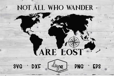 Not All Who Wander Are Lost Map SVG DIYxe Designs 