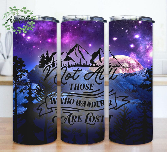 Not All Who Wander Are Lost Tumbler Png, Mountain Galaxy Tumbler Wrap, Travel Design Tumbler, Nature Sublimation Png, Digital Download Sublimation AdriOP 