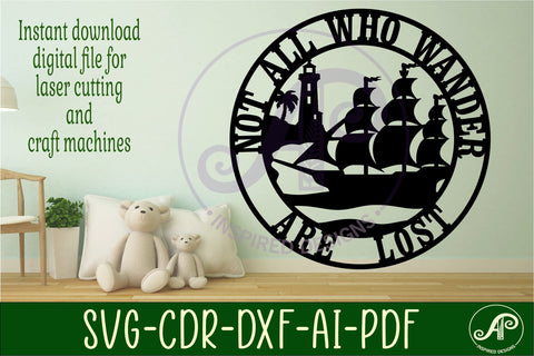 Not all who wander are lost wall art sign, SVG file. vector SVG APInspireddesigns 