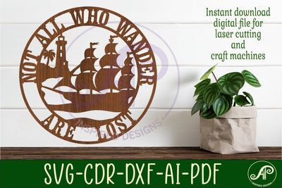Not all who wander are lost wall art sign, SVG file. vector SVG APInspireddesigns 
