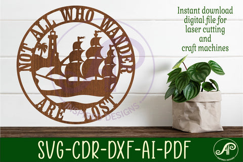 Not all who wander are lost wall art sign, SVG file. vector SVG APInspireddesigns 