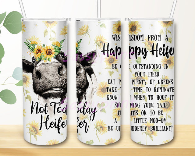 Not Today Heifer 20oz Skinny Tumbler Png, Sunflower Heifer Advice Tumbler, Heifer Tumbler, Cow Tumbler, Cow Print Tumbler, Heifer Sunflower Tumbler Sublimation sassyprint 