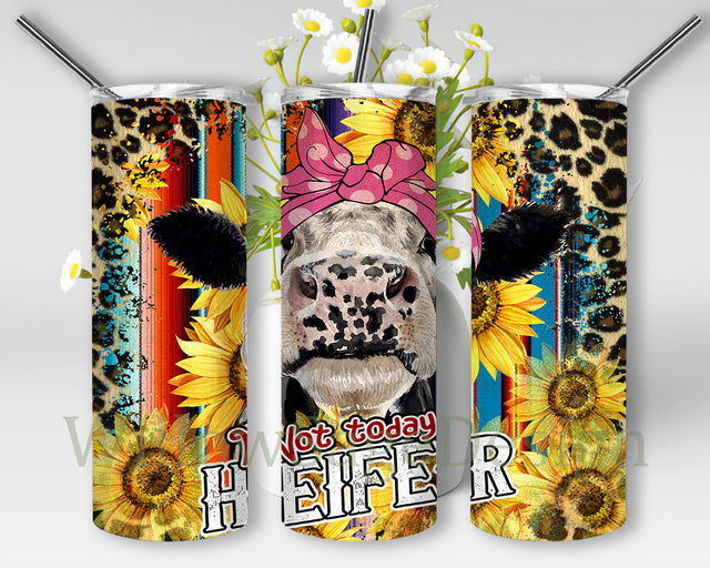 Not Today Heifer Tumbler Design, Heifer Sunflower 20oz Skinny Tumbler, Aztec Leopard Tumbler Wrap, Cow Sublimation Design, Instant Download Sublimation WillowSageDesign 