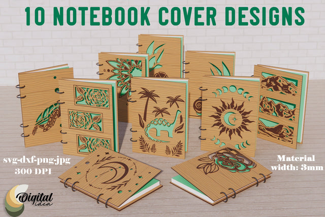 Notebook Cover Bundle Laser Cut. Laser Design Notebook SVG Evgenyia Guschina 