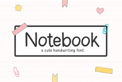 Notebook - Cute Handwriting Font Font KA Designs 