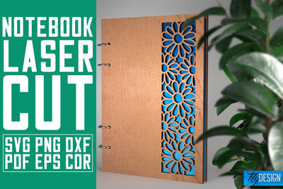 Notebook Laser Cut SVG | Notebook SVG Design | CNC Files SVG Fly Design 