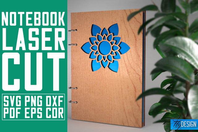 Notebook Laser Cut SVG | Notebook SVG Design | CNC Files SVG Fly Design 