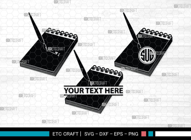 Notebook Monogram, Notebook Silhouette, Notebook SVG, Pen Svg, Homework Svg, Diary Svg, Office Supply Svg, SB00456 SVG ETC Craft 