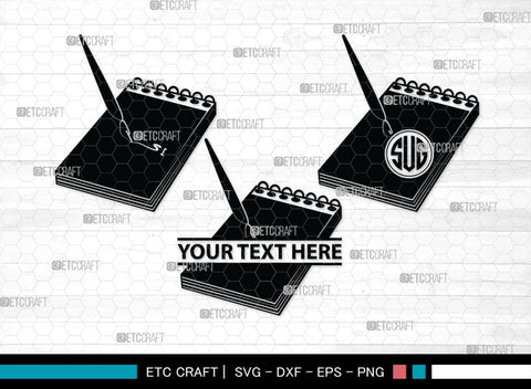 Notebook Monogram, Notebook Silhouette, Notebook SVG, Pen Svg, Homework Svg, Diary Svg, Office Supply Svg, SB00456 SVG ETC Craft 