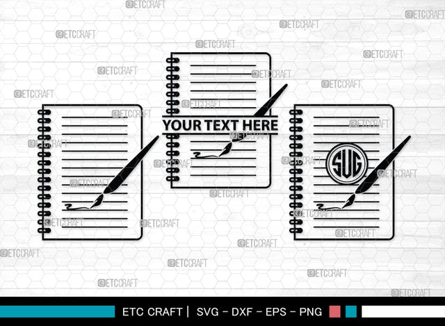 Notebook Monogram, Notebook Silhouette, Notebook SVG, Pen Svg, Homework Svg, Diary Svg, Office Supply Svg, SB00456 SVG ETC Craft 