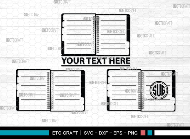 Notebook Monogram, Notebook Silhouette, Notebook SVG, Pen Svg, Homework Svg, Diary Svg, Office Supply Svg, SB00456 SVG ETC Craft 