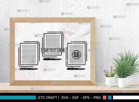 Notebook Monogram, Notebook Silhouette, Notebook SVG, Pen Svg, Homework Svg, Diary Svg, Office Supply Svg, SB00456 SVG ETC Craft 