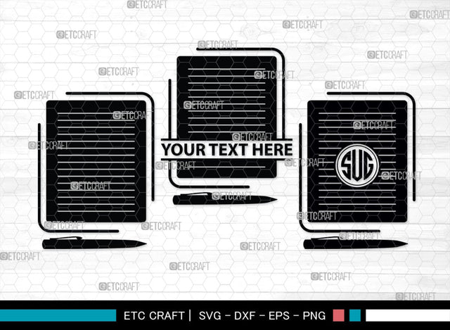 Notebook Monogram, Notebook Silhouette, Notebook SVG, Pen Svg, Homework Svg, Diary Svg, Office Supply Svg, SB00456 SVG ETC Craft 